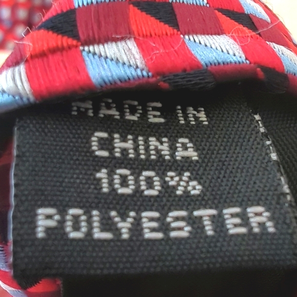 Bespoke Red Geometric Patterned Tie - Picture 3 of 4